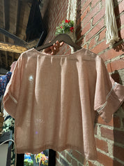 Casual Striped Linen Top with Sleeve Details