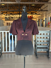 Cropped Wine Jacket Top with Cape Sleeves