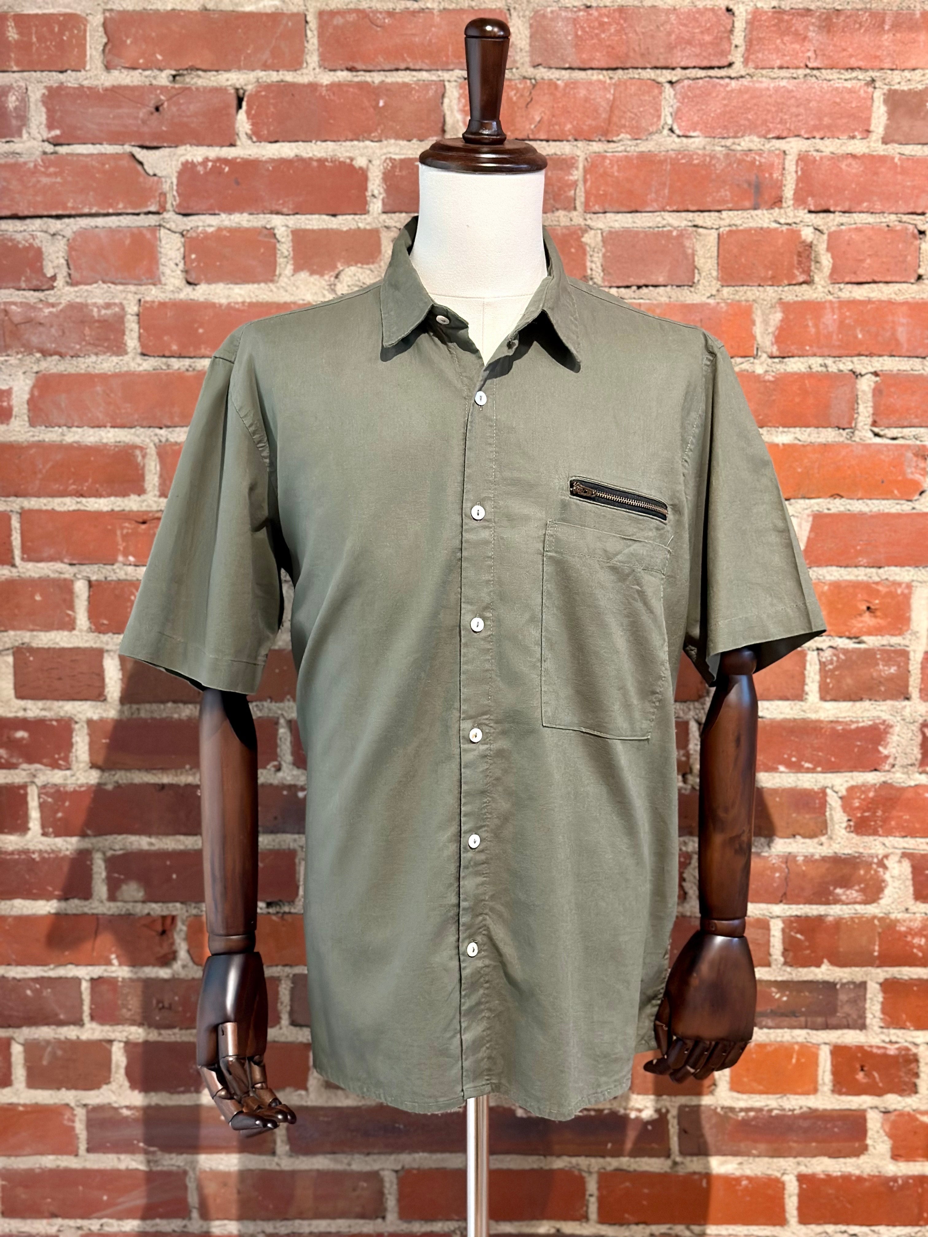 Linen Blend Shirt with Front Zipper Pocket