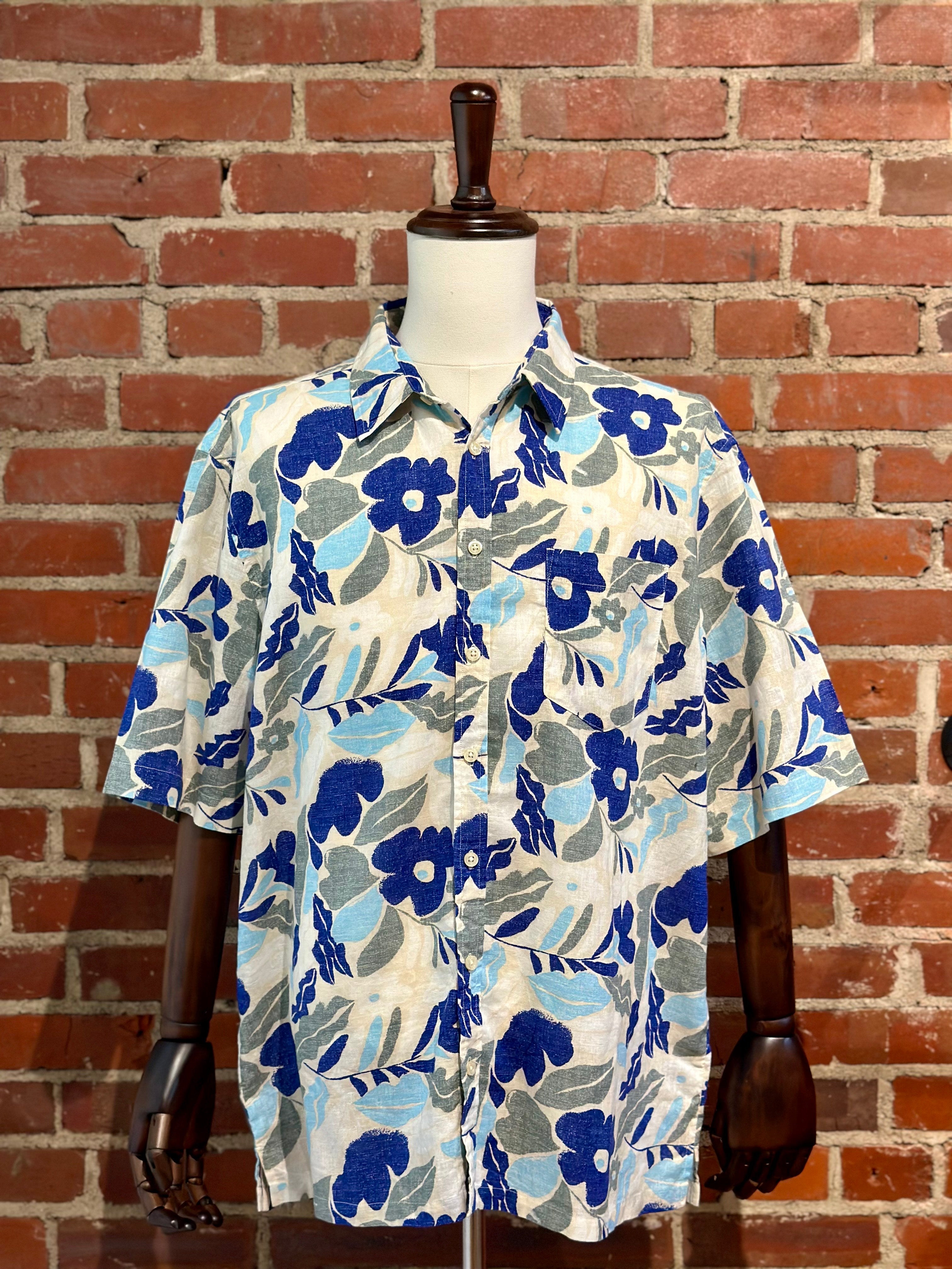 Blue and Gray Floral Men's Shirt