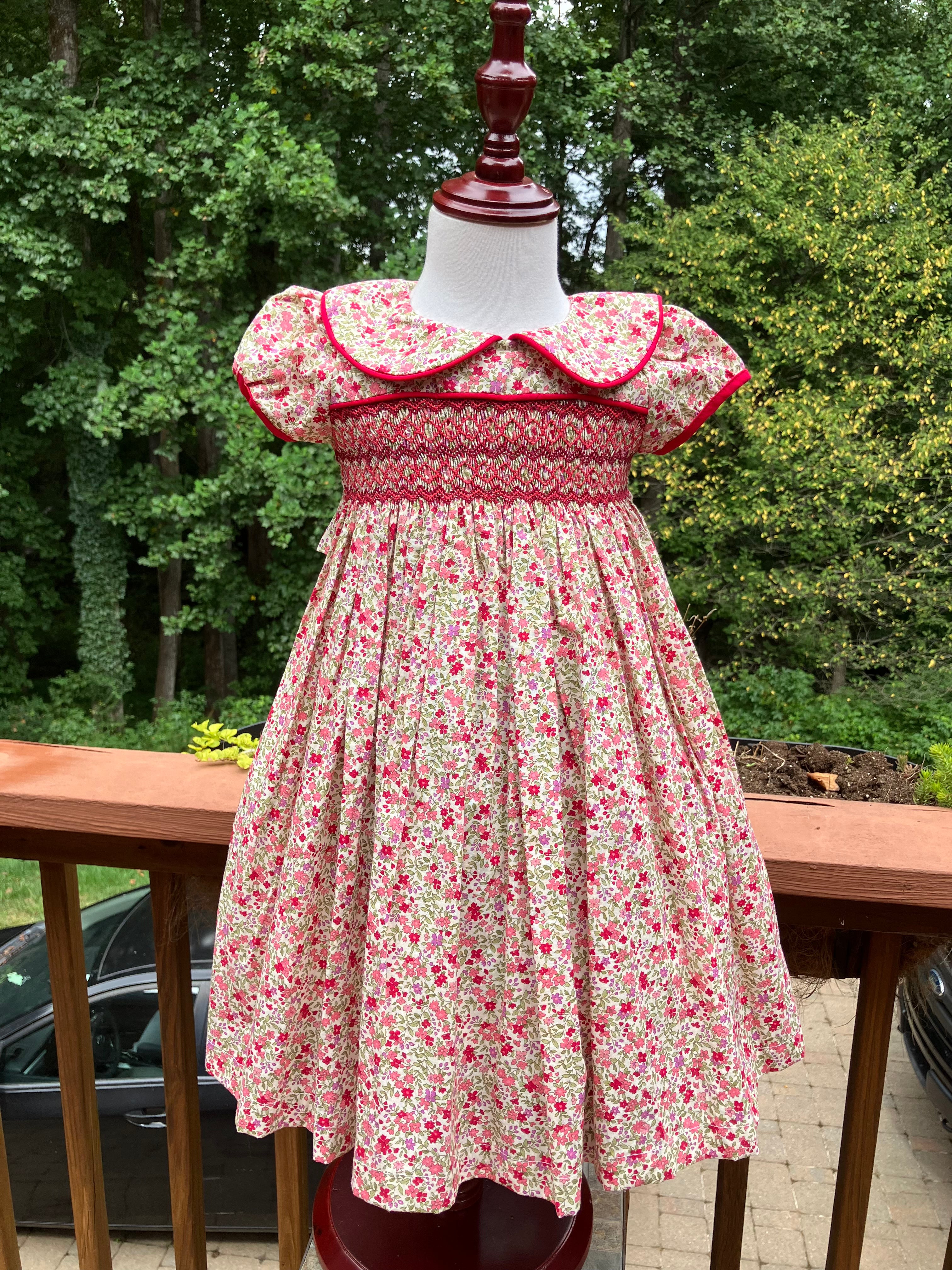 Red Smocked Baby Dress