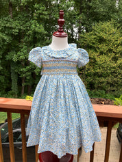 Blue and Yellow Floral Smocked Baby Dress