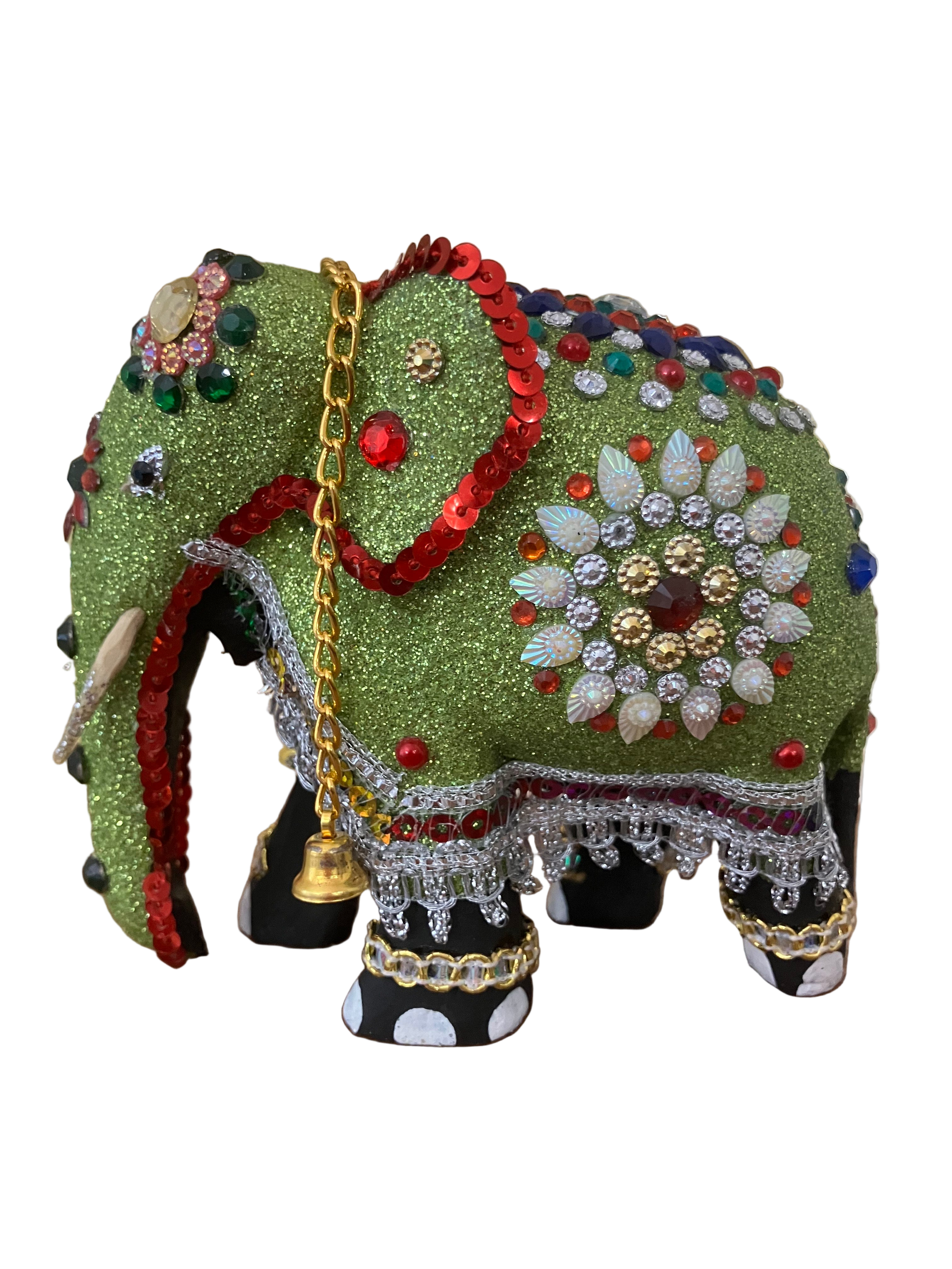 Light Green Glitter Stone Elephant Statue