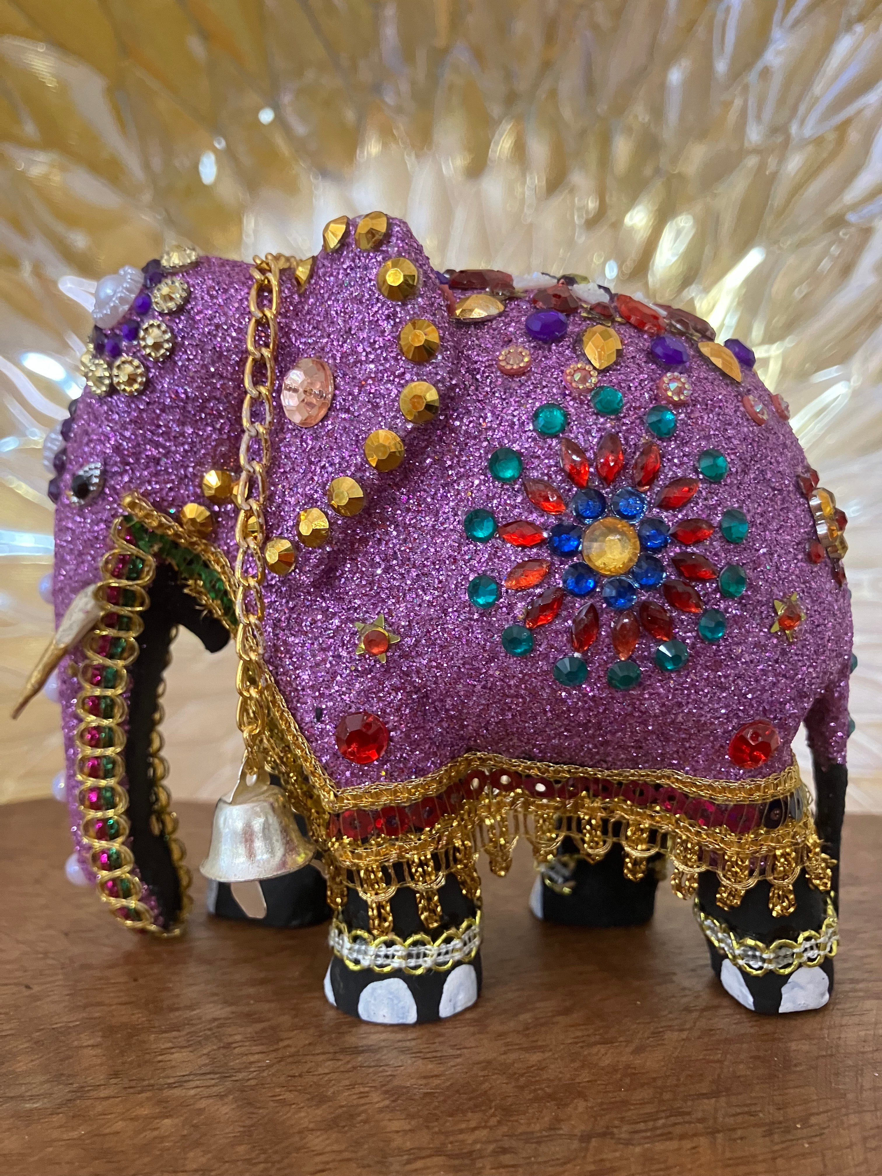Pink Glitter Stone Elephant Statue